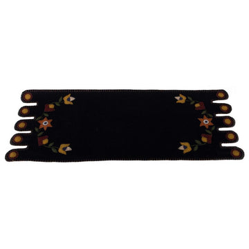 Black Flowering Vine Table Runner - Home Collections by Raghu