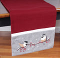 Chickadees Red Table Runner  - Home Collections by Raghu