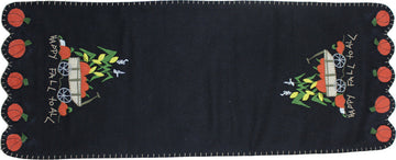 Happy Fall to All Black Table Runner  - Home Collections by Raghu