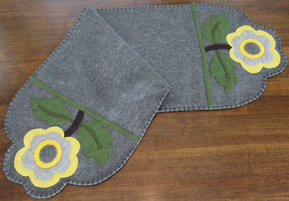 Yellow Flower Gray Table Runner   - Home Collections by Raghu