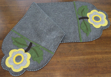 Yellow Flower Gray Table Runner   - Home Collections by Raghu