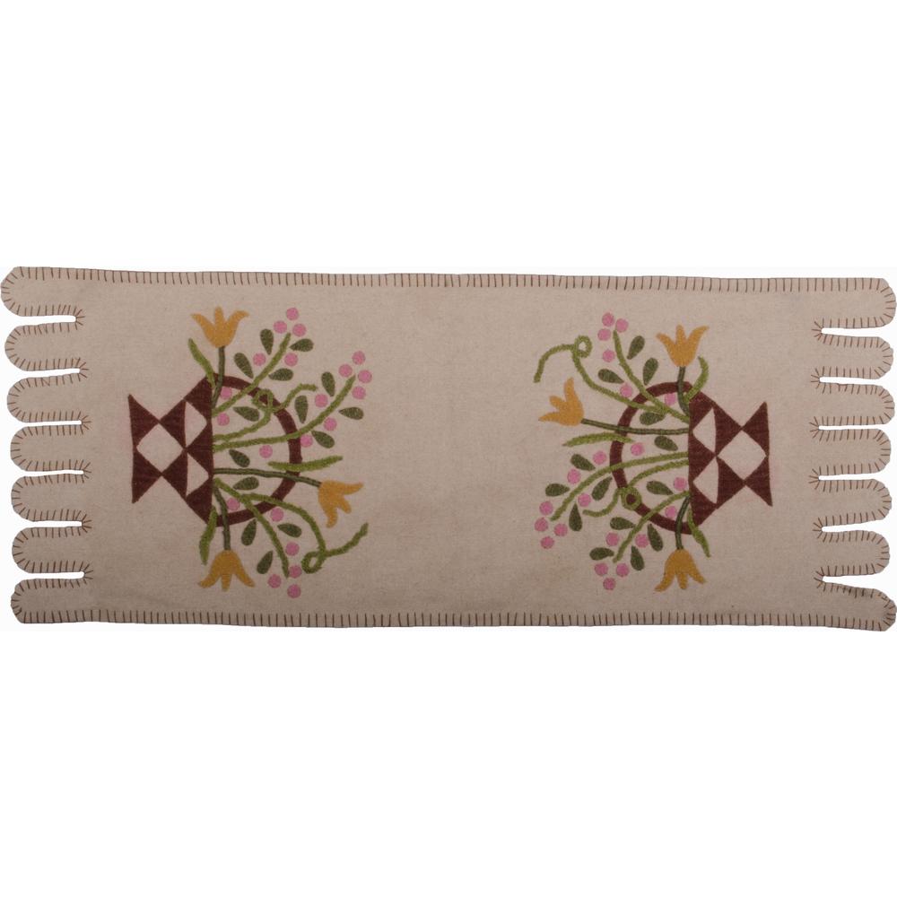 Flower Basket Table Runner Cream - Home Collections by Raghu