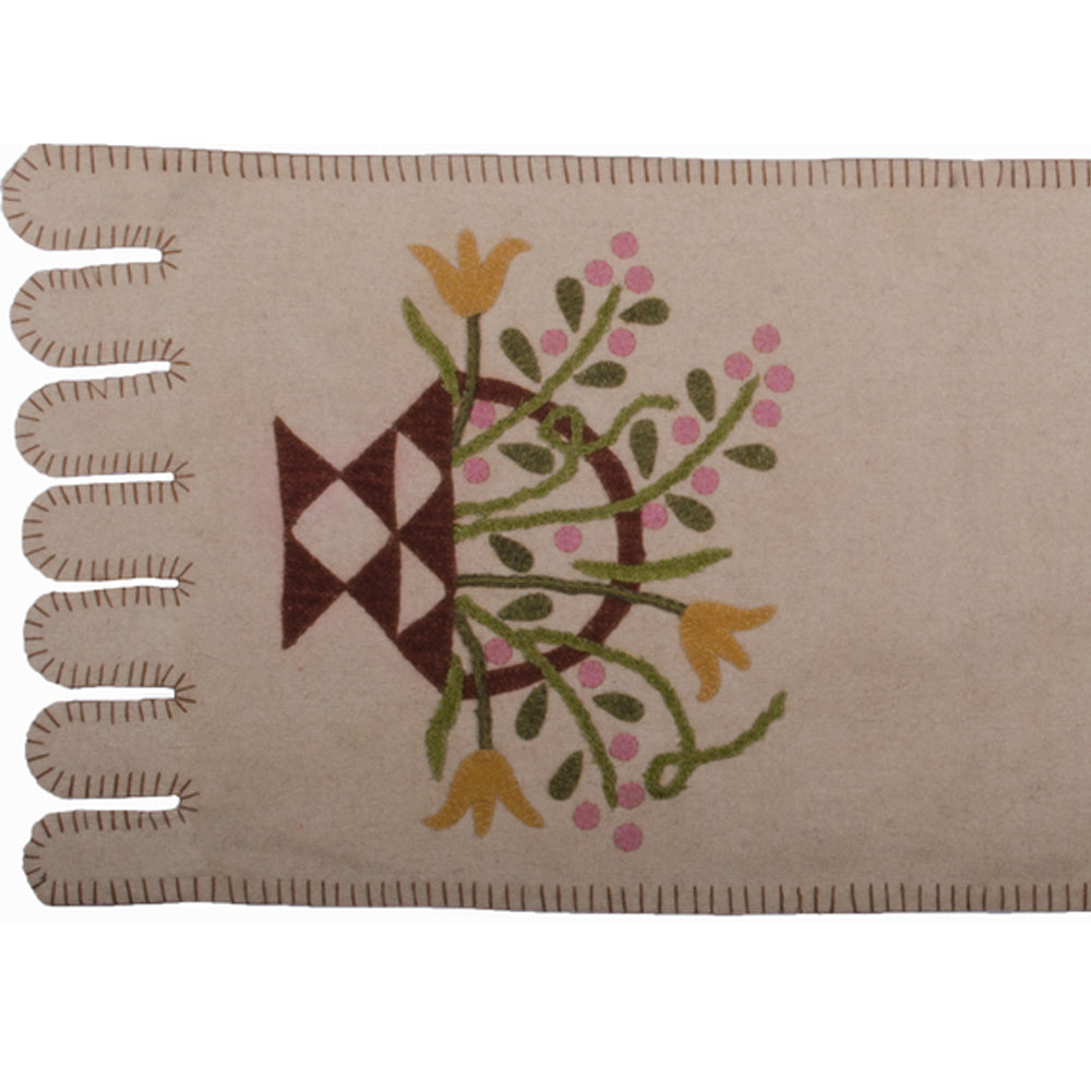 Flower Basket Table Runner Cream - Home Collections by Raghu