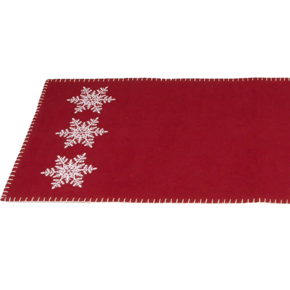Snowflake Barn Red Table Runner - Home Collections by Raghu