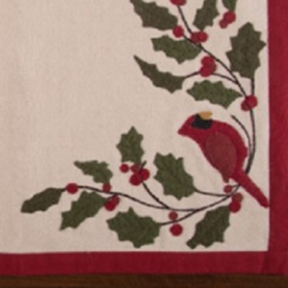 Cardinal Holly Felt Table Runner-  Home Collections by Raghu