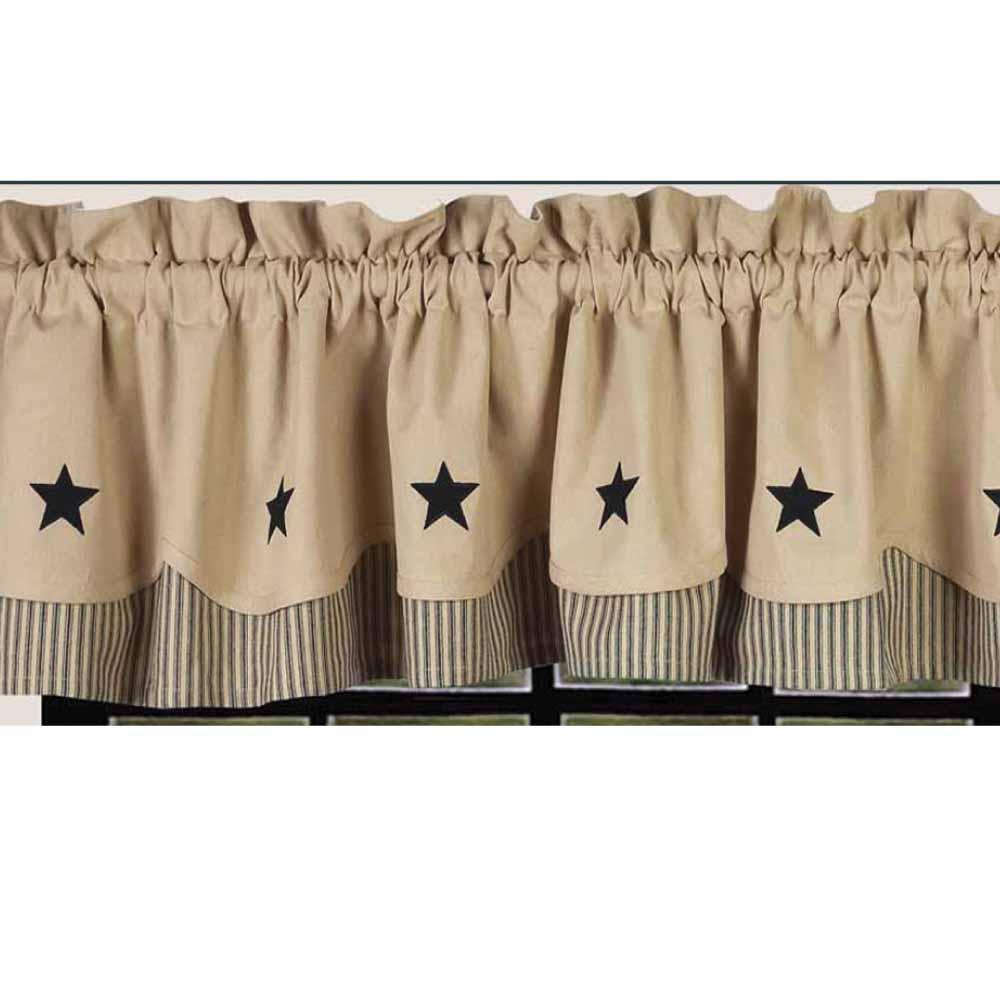 Nutmeg - Black Nutmeg w/ Black Star Fairfield Valance - Lined - Home Collections by Raghu