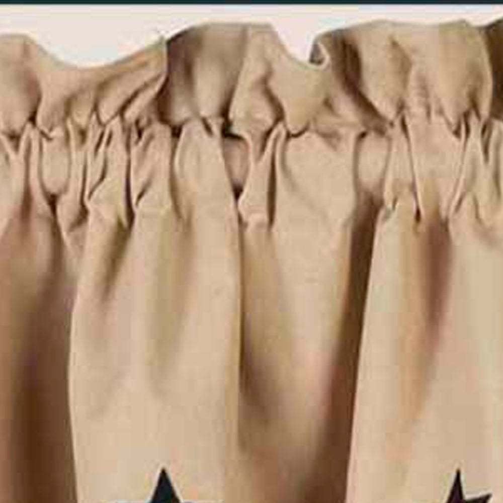 Nutmeg - Black Nutmeg w/ Black Star Fairfield Valance - Lined - Home Collections by Raghu