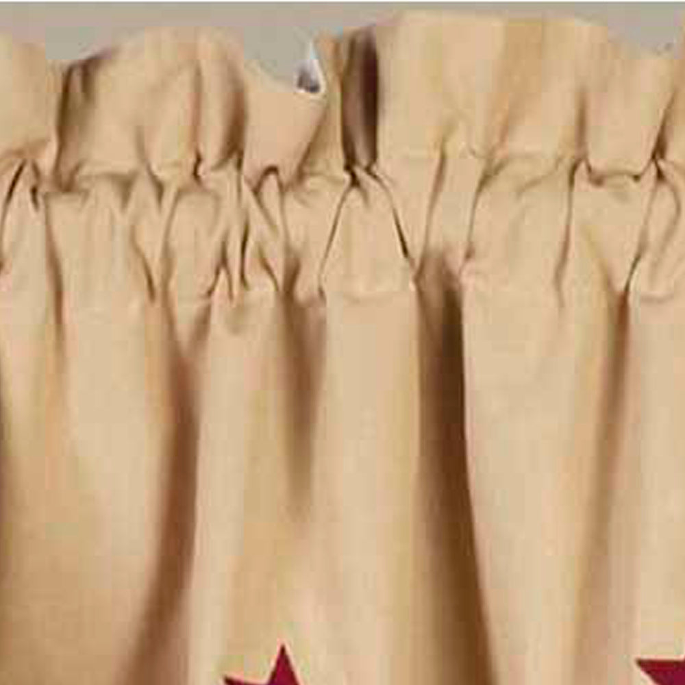 Nutmeg-Barn Red Nutmeg w/ Barn Red Star Fairfield Valance - Lined - Home Collections by Raghu