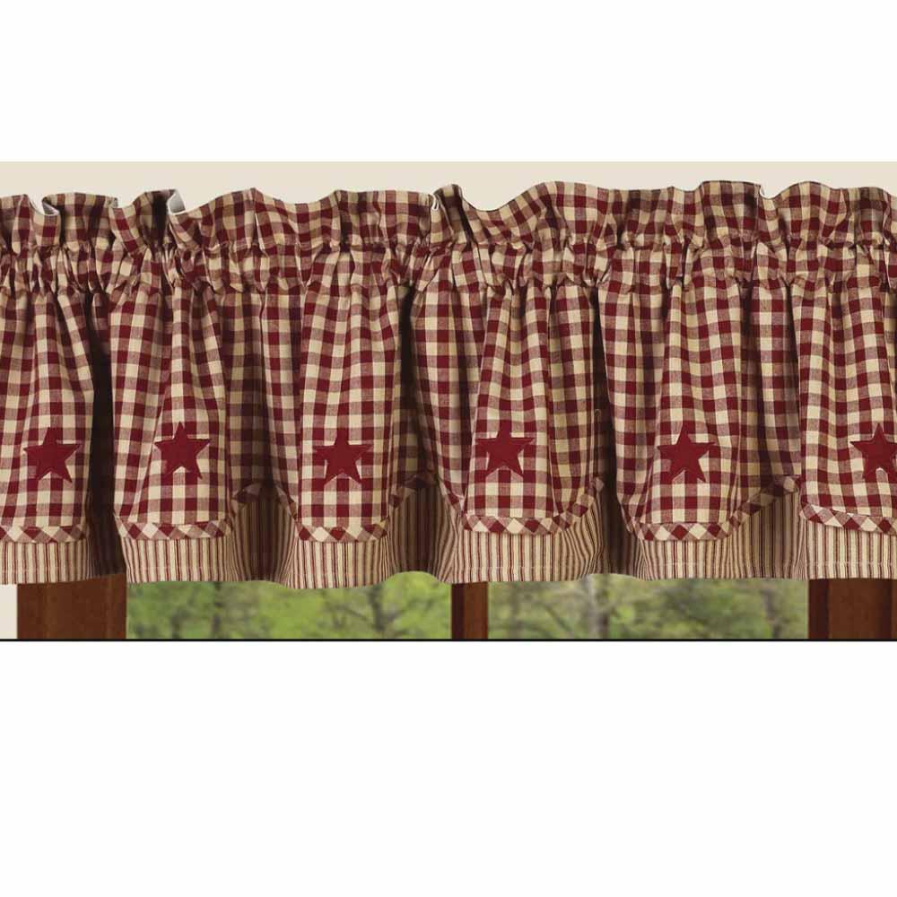Barn Red-Nutmeg Heritage House Check w/ Barn Red Fairfield Valance - Lined - Home Collections by Raghu