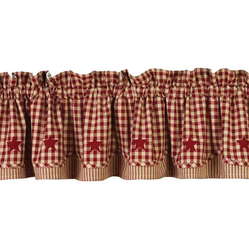 Barn Red Nutmeg Heritage House Check W/ Barn Red Fairfield Valance Lined VF040017