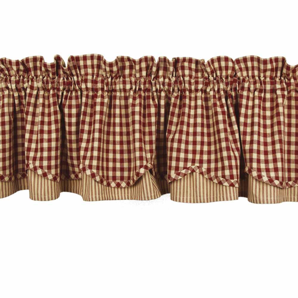 Barn Red-Nutmeg Heritage House Check Barn Red Fairfield Valance - Lined - Home Collections by Raghu