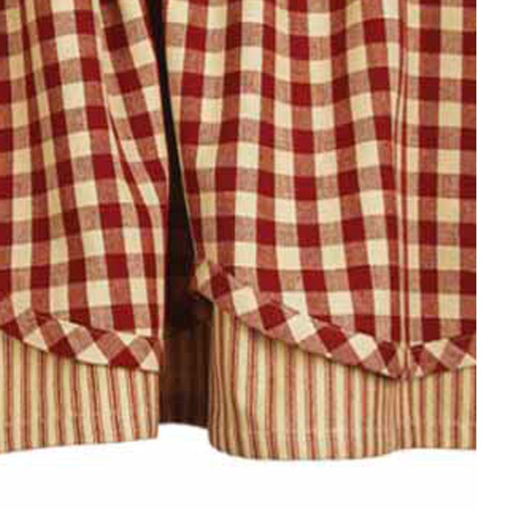 Barn Red-Nutmeg Heritage House Check Barn Red Fairfield Valance - Lined - Home Collections by Raghu