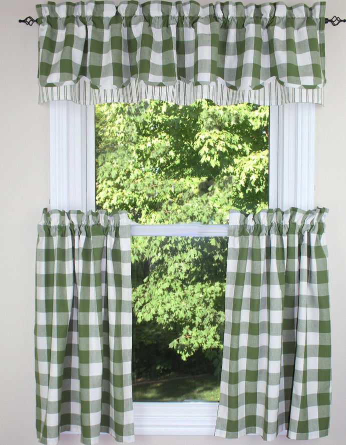 Buffalo Check Sage Sage Valance  - Home Collections by Raghu