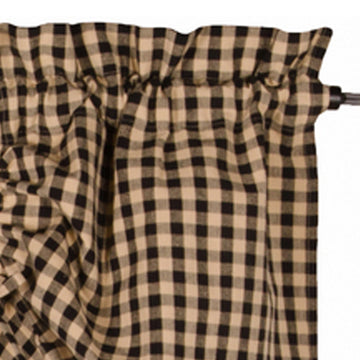 Heritage House Check Gathered Valance Black Nutmeg Lined VG100011
