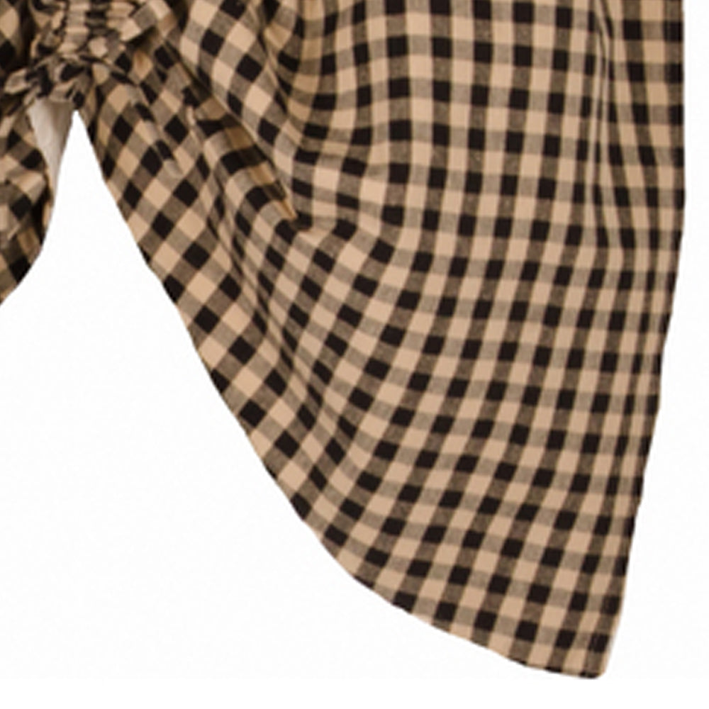 Heritage House Check Gathered Valance Black Nutmeg Lined VG100011