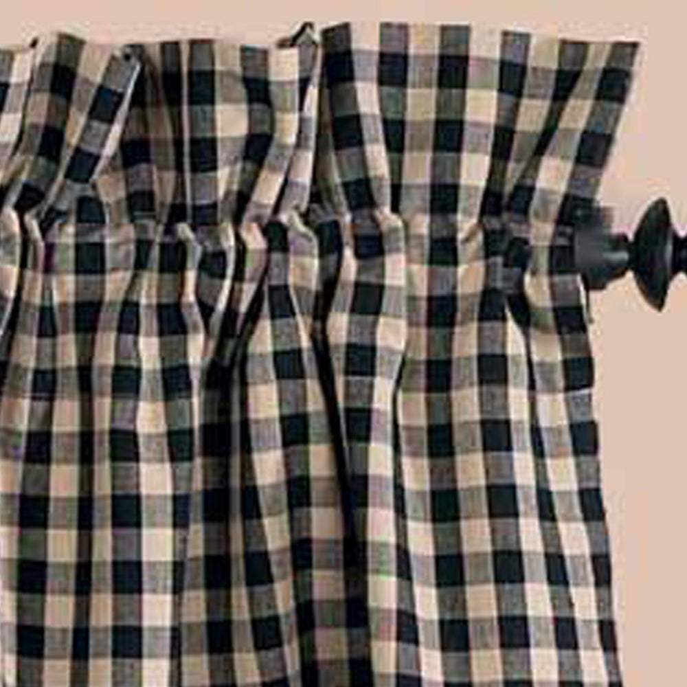 Black-Nutmeg Heritage House Check Black Valance - Lined - Home Collections by Raghu
