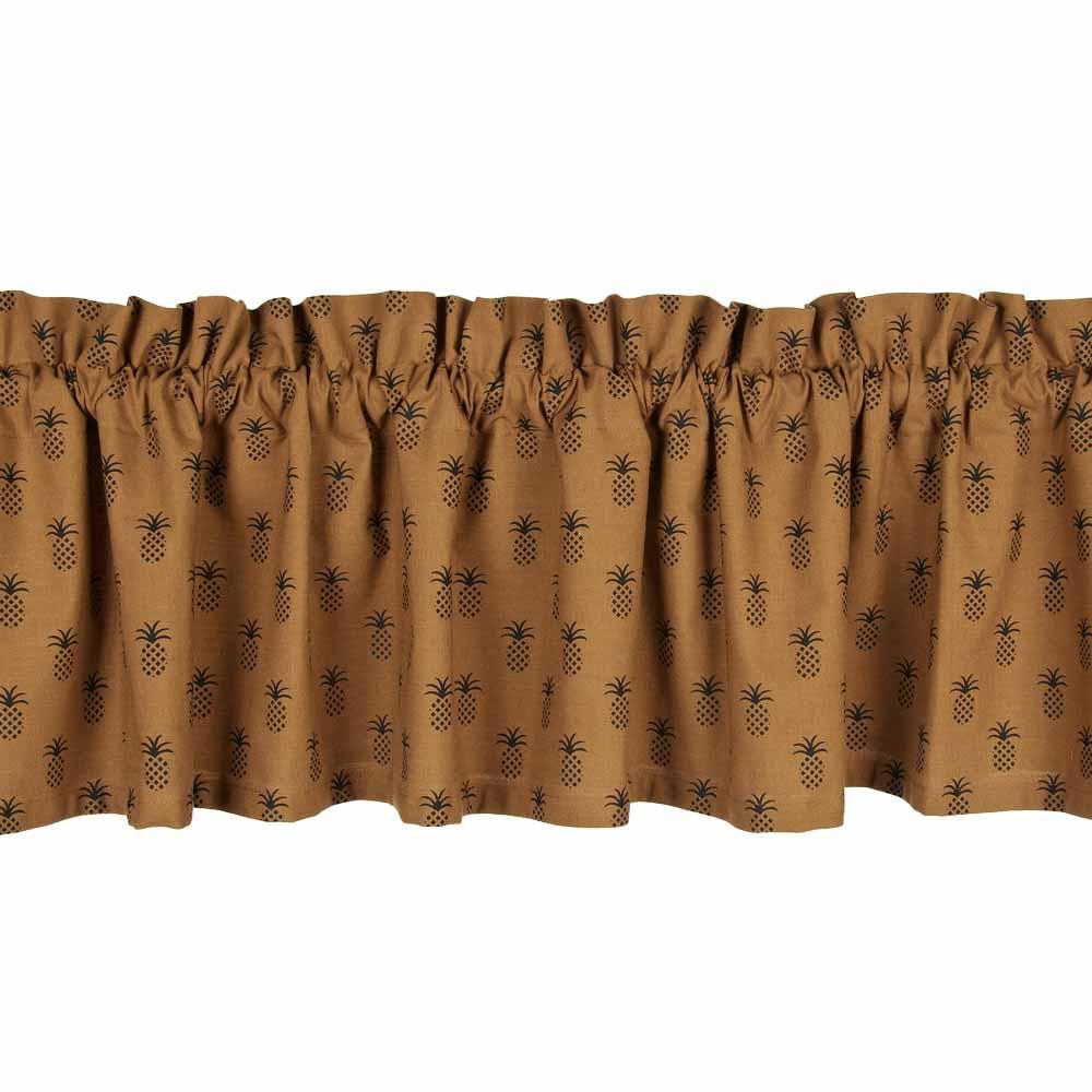 Mocha - Black Pineapple Town Valance - Lined - Home Collections by Raghu