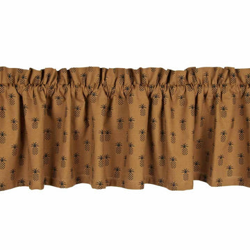 Mocha - Black Pineapple Town Valance - Lined - Home Collections by Raghu