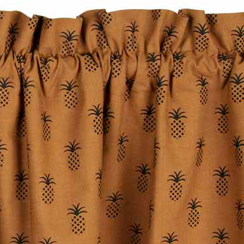 Mocha - Black Pineapple Town Valance - Lined - Home Collections by Raghu
