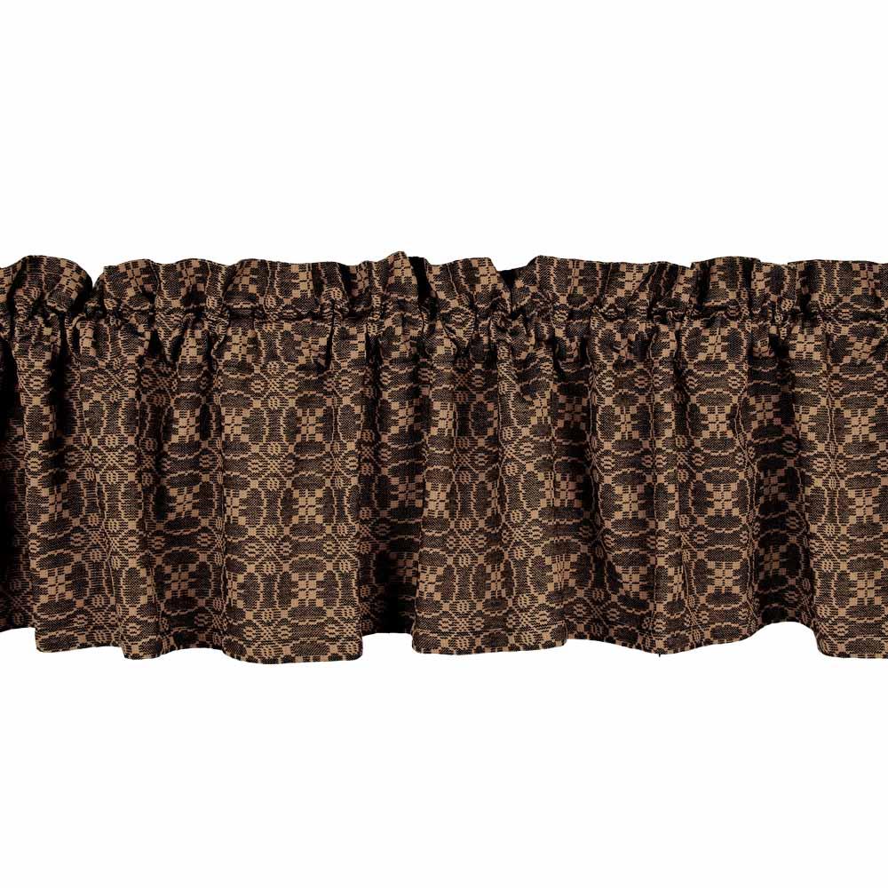 Black-Tan Marshfield Jacquard Valance - Lined - Home Collections by Raghu
