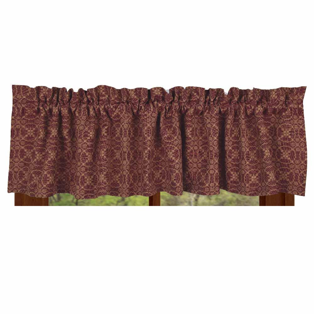 Barn Red-Tan Marshfield Jacquard Valance - Lined - Home Collections by Raghu