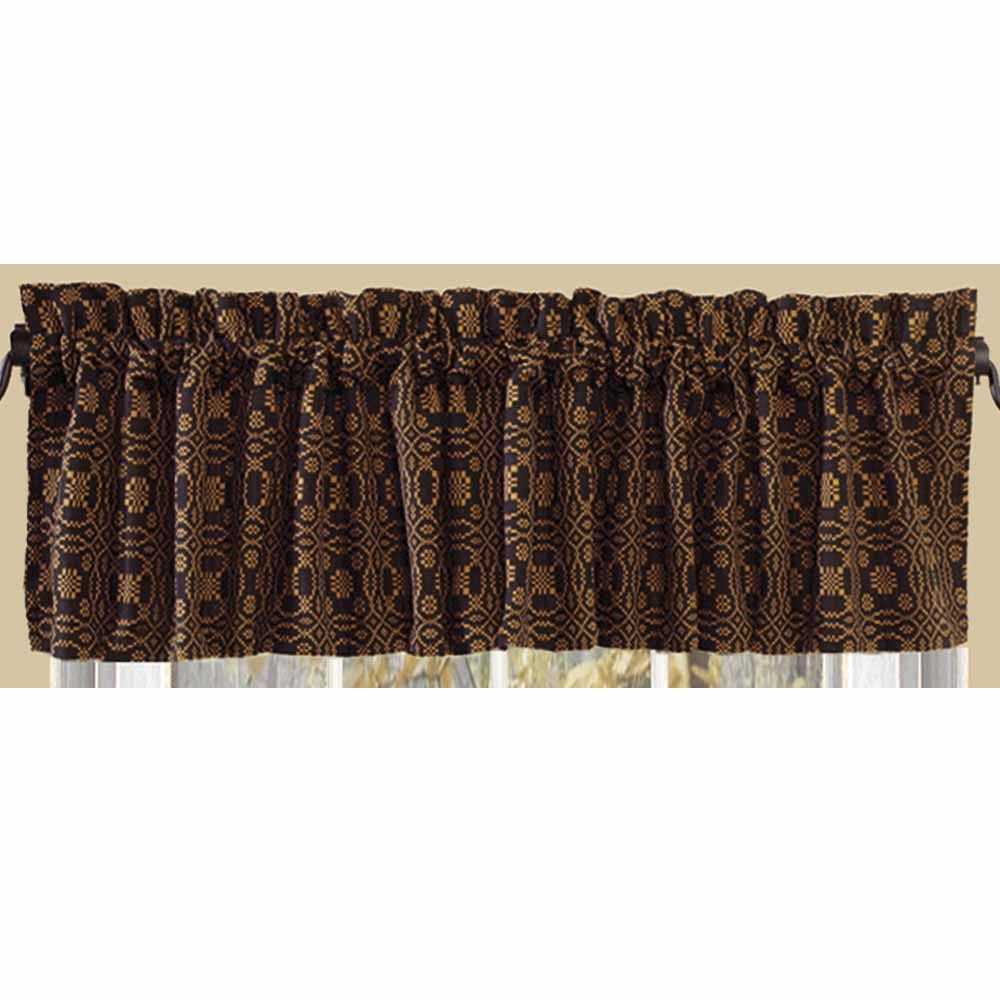 Black - Mustard Loverƒ?????s Knot Jacquard Valance - Lined - Home Collections by Raghu