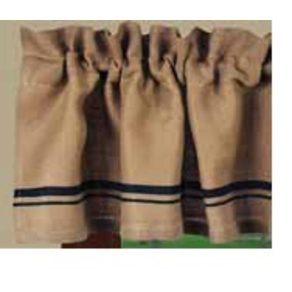 Black - Wheat Burlap Stripe Valance - Lined - Home Collections by Raghu