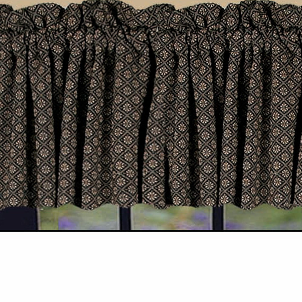 Black-Nutmeg Kingston Jacquard Valance - Lined - Home Collections by Raghu