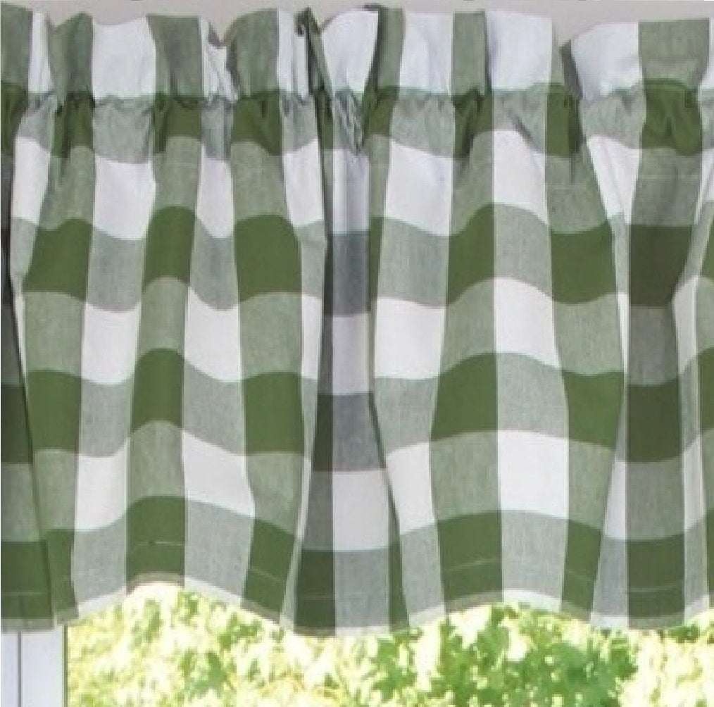 Buffalo Check Sage Sage Valance  - Home Collections by Raghu