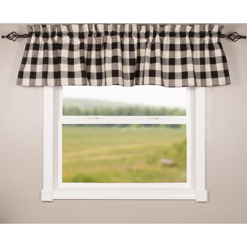 Black-Buttermilk Buffalo Check Valance - Lined - Home Collections by Raghu