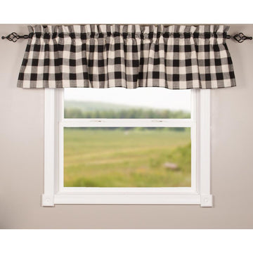 Black-Buttermilk Buffalo Check Valance - Lined - Home Collections by Raghu