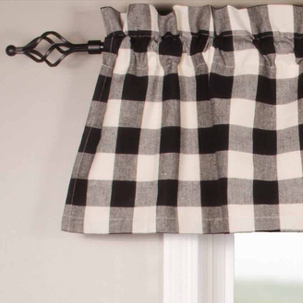 Black-Buttermilk Buffalo Check Valance - Lined - Home Collections by Raghu