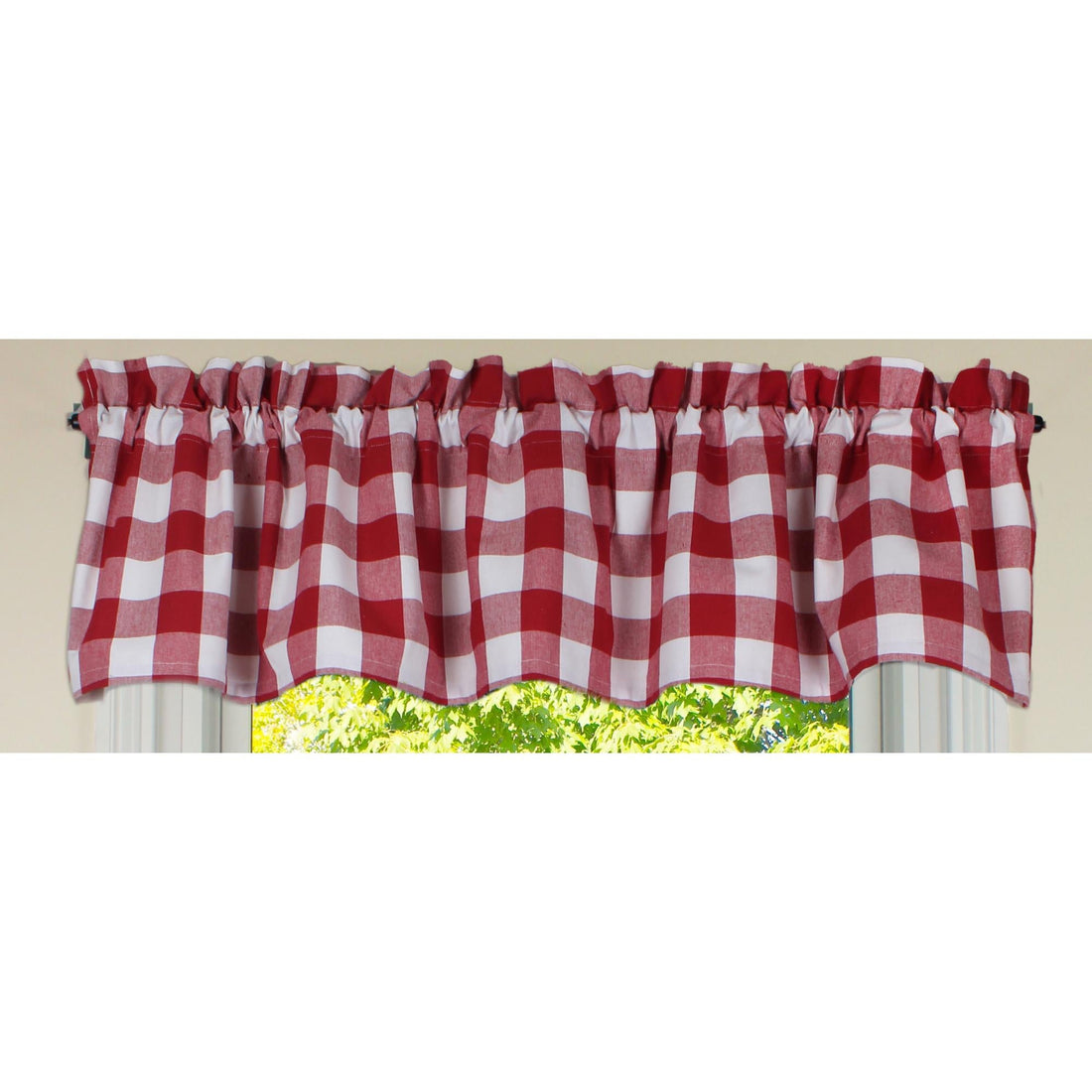 Buffalo Check Crimson Red Valance - Home Collections by Raghu