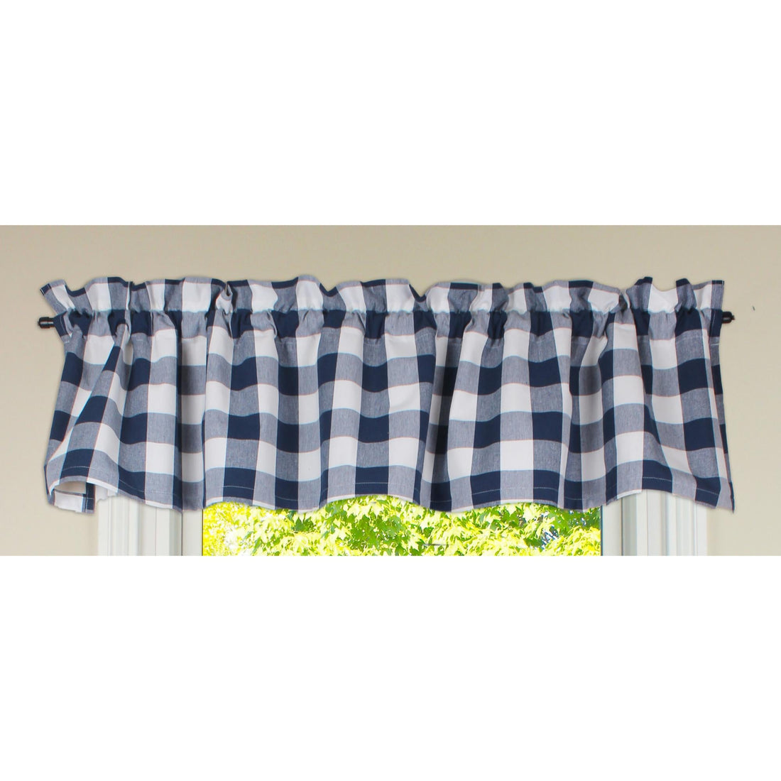 Buffalo Check Navy Blue Valance - Home Collections by Raghu