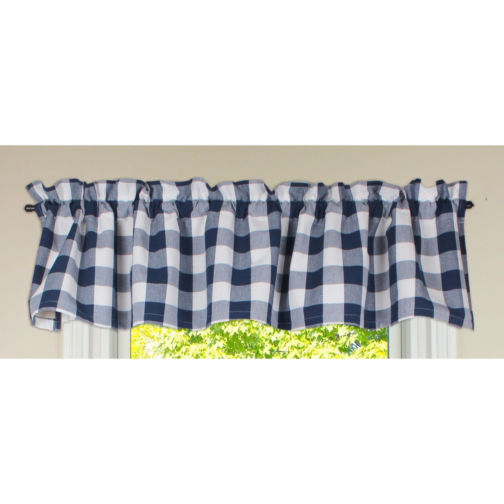 Buffalo Check Navy Blue Valance - Home Collections by Raghu