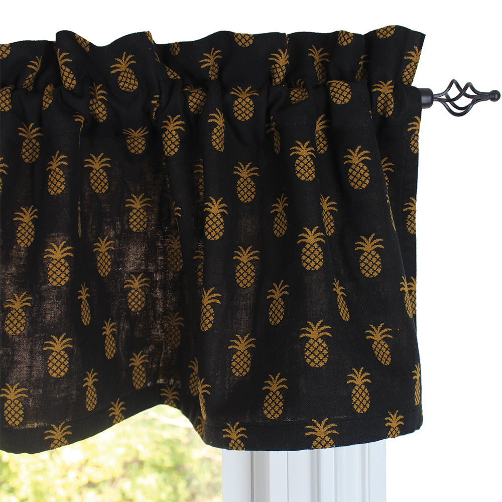 Pineapple Town Black Valance - Home Collections by Raghu