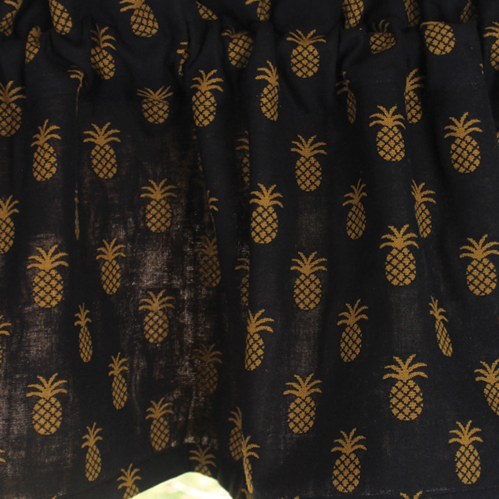 Pineapple Town Black Valance - Home Collections by Raghu