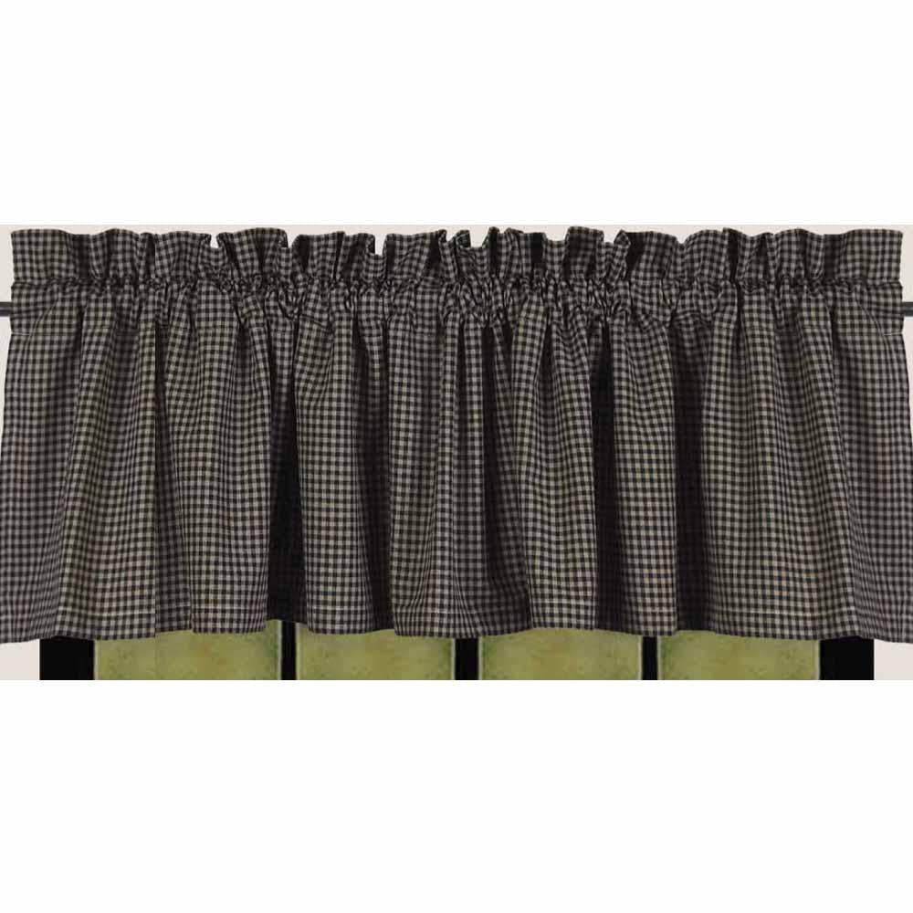 Black - Oat Newbury Gingham Valance - Lined - Home Collections by Raghu