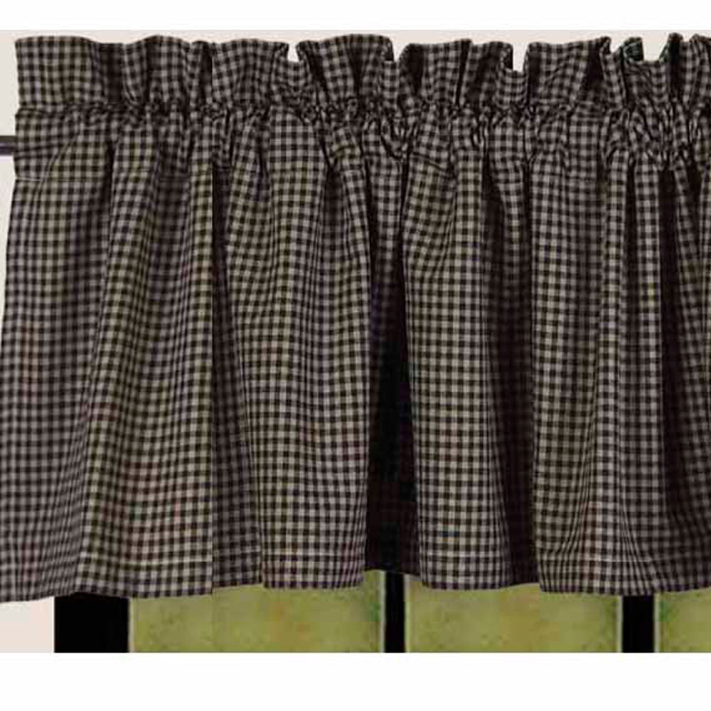 Black - Oat Newbury Gingham Valance - Lined - Home Collections by Raghu
