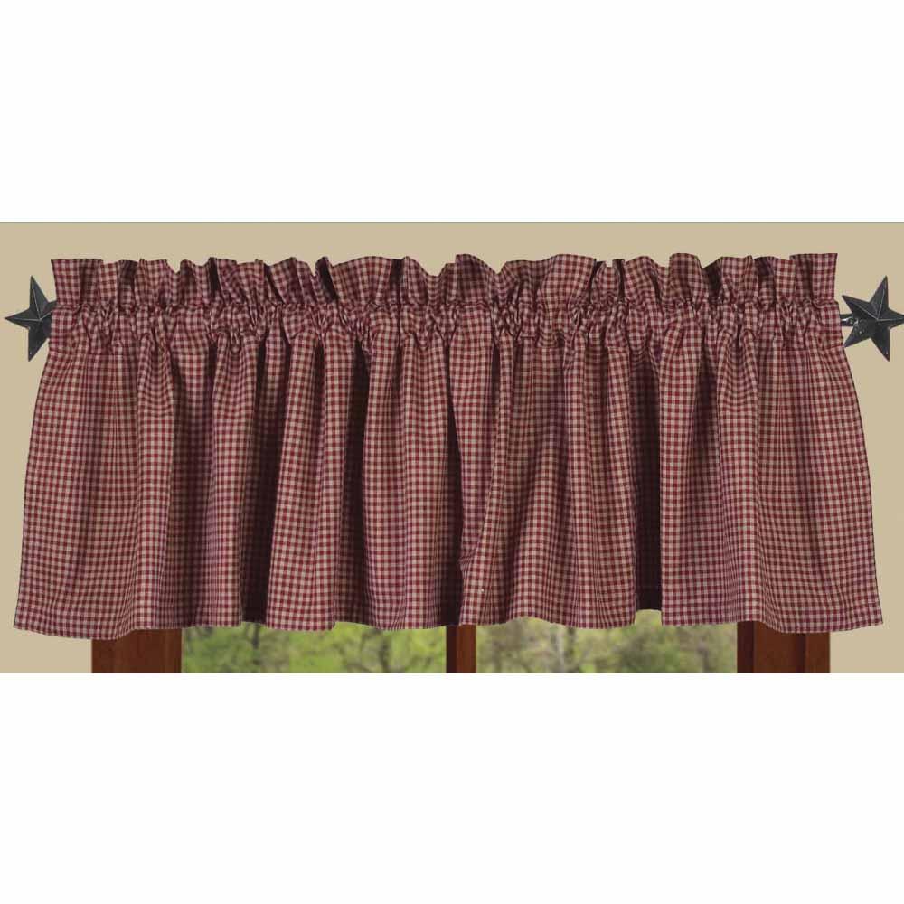 Barn Red-Oat Newbury Gingham Valance - Lined - Home Collections by Raghu