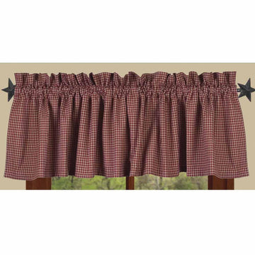 Barn Red-Oat Newbury Gingham Valance - Lined - Home Collections by Raghu