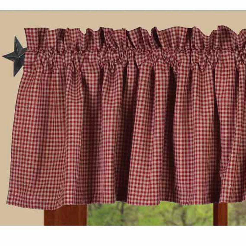 Barn Red-Oat Newbury Gingham Valance - Lined - Home Collections by Raghu