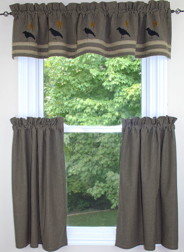 Newbury Gingham Old Crow Black - Oat Valance  - Home Collections by Raghu