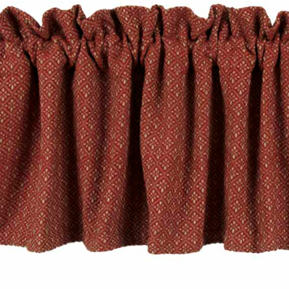 Barn Red-Oat Philmont Jacquard Valance - Lined - Home Collections by Raghu