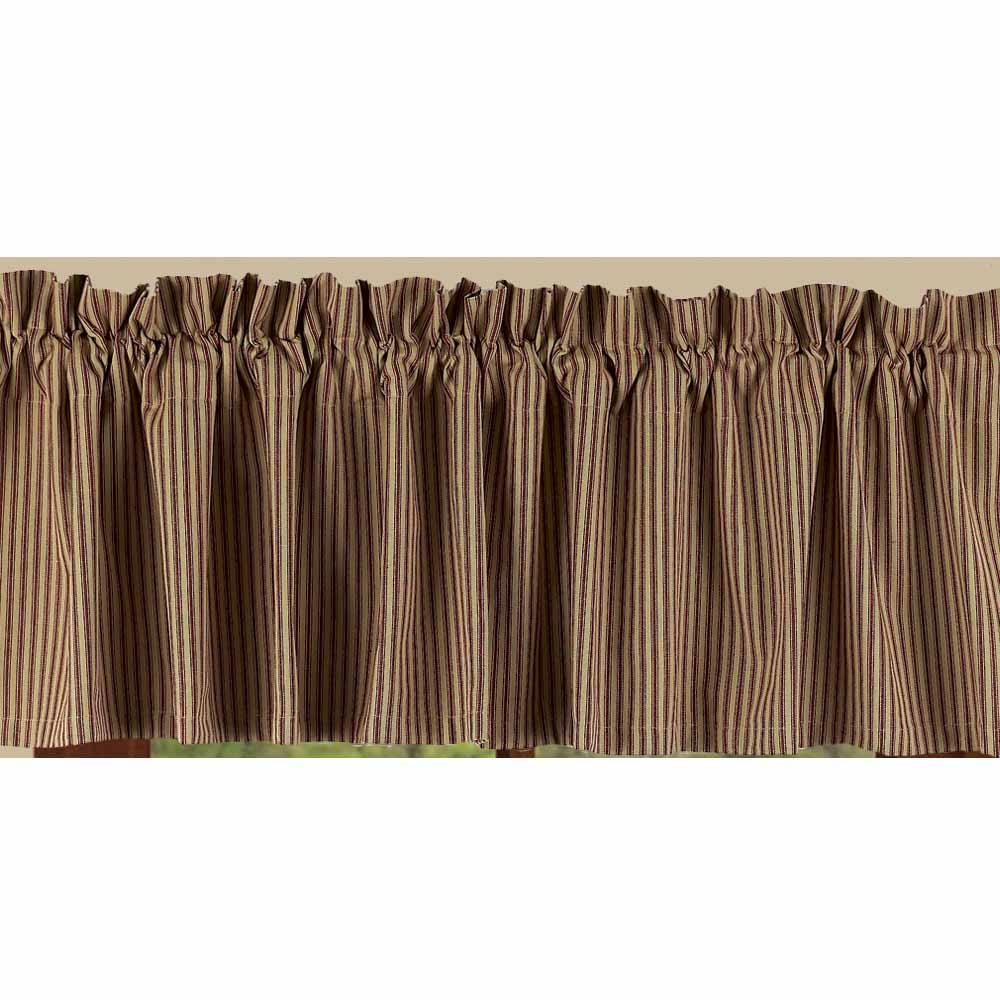 Barn Red-Nutmeg York Ticking Valance - Lined - Home Collections by Raghu