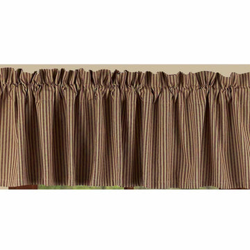 Barn Red-Nutmeg York Ticking Valance - Lined - Home Collections by Raghu