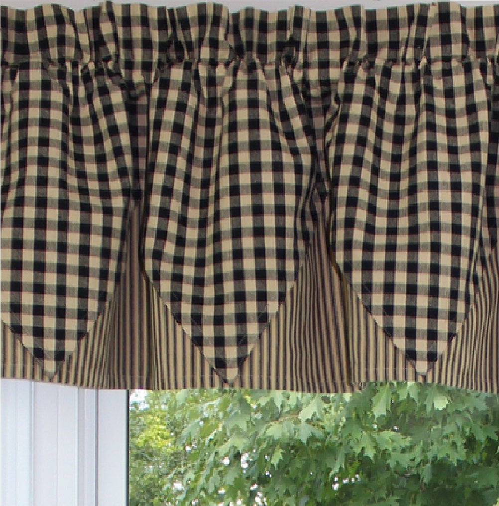Heritage House Check Black - Nutmeg Valance  - Home Collections by Raghu