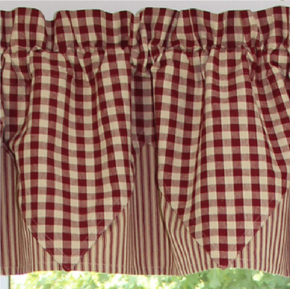 Heritage House Check Barn Red Barn Red - Nutmeg Valance  - Home Collections by Raghu
