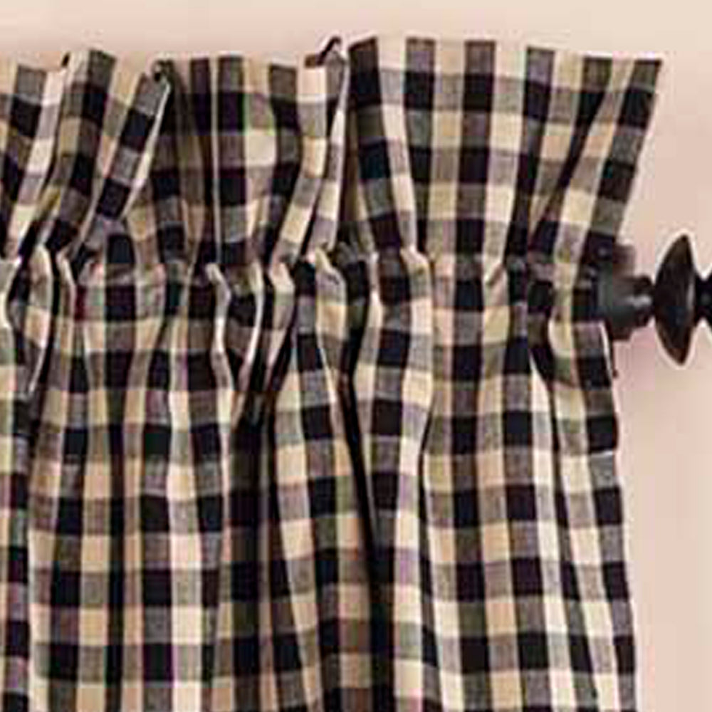 Black-Nutmeg Heritage House Check Black Scalloped Valance - Lined - Home Collections by Raghu
