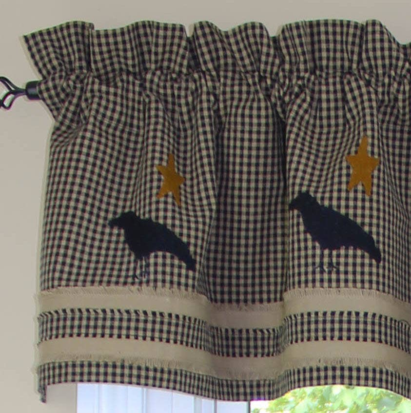 Newbury Gingham Old Crow Black - Oat Valance  - Home Collections by Raghu